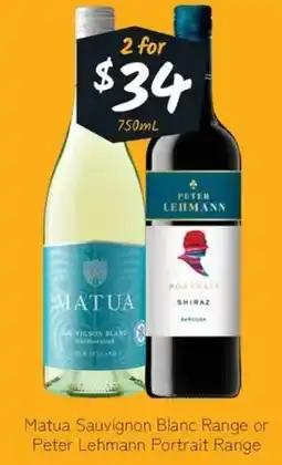 Cellarbrations Matua Sauvignon Blanc Range or Peter Lehmann Portrait Range offer