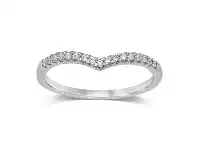 Bevilles Jewellery 9ct White Gold 0.10ct Diamond V Shape Stackable Ring offer