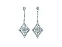 Bevilles Jewellery Sterling Silver Cubic Zirconia Diamond Shape Flower Drop Earrings offer