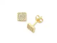 Bevilles Jewellery 9ct Yellow Gold Silver Infused 7mm Cubic Zirconia Stud Earrings offer