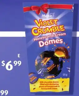 ALDI Menz Violet Crumble Honeycomb Cream Domes offer