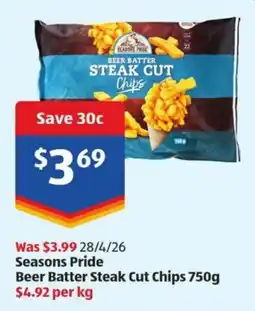ALDI Seasons Pride Beer Batter Steak Cut Chips offer