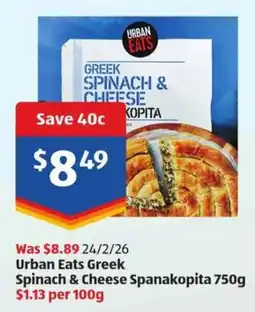 ALDI Urban Eats Greek Spinach & Cheese Spanakopita offer