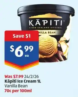 ALDI Kāpiti Ice Cream Vanilla Bean offer
