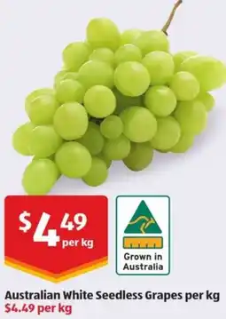 ALDI Australian White Seedless Grapes per kg offer