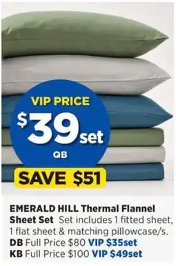 Spotlight EMERALD HILL Thermal Flannel Sheet Set offer