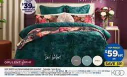 Spotlight Koo tammy iced velvet quilted quilt cover set | featuring forest green offer