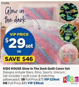 Spotlight KIDS HOUSE Glow In The Dark Quilt Cover Set offer