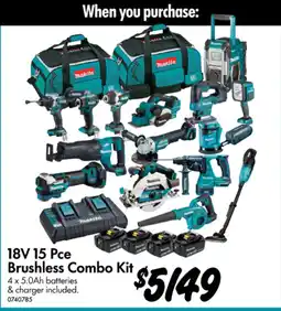 Bunnings 18V 15 Pce Brushless Combo Kit offer