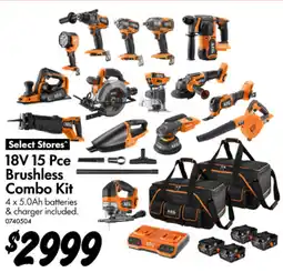 Bunnings 18V 15 Pce Brushless Combo Kit offer