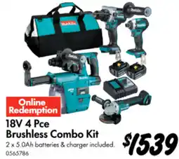 Bunnings 18V 4 Pce Brushless Combo Kit offer