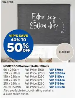 Spotlight Montego blockout roller blinds offer