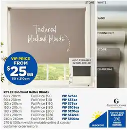 Spotlight Rylee blockout roller blinds offer