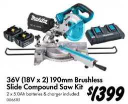 Bunnings 36V (18V x 2) 190mm Brushless Slide Compound Saw Kit offer