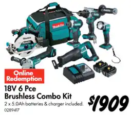 Bunnings 18V 6 Pce Brushless Combo Kit offer