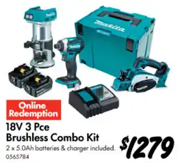 Bunnings 18V 3 Pce Brushless Combo Kit offer
