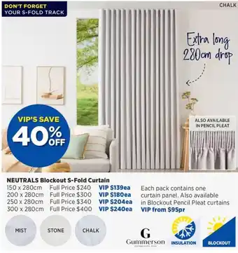 Spotlight Neutrals blockout s fold curtain offer