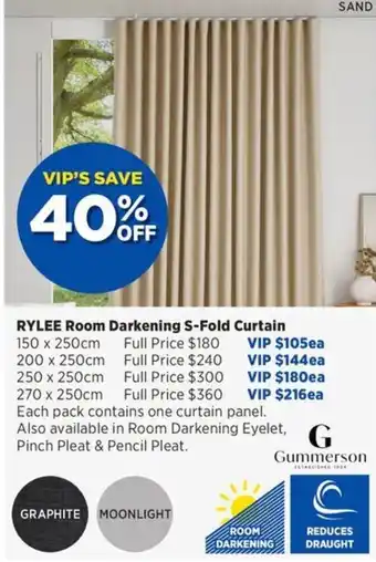 Spotlight Rylee room darkening s fold curtain offer