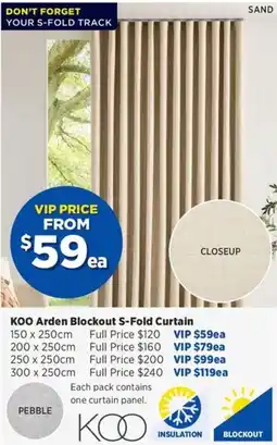 Spotlight Koo arden blockout s fold curtain offer