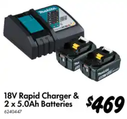 Bunnings 18V Rapid Charger & 2 x 5.0Ah Batteries offer