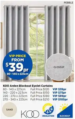 Spotlight Koo arden blockout eyelet curtains offer
