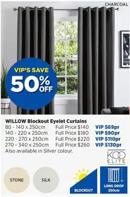 Spotlight Willow blockout eyelet curtains offer