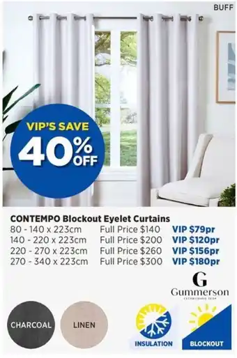 Spotlight Contempo blockout eyelet curtains offer