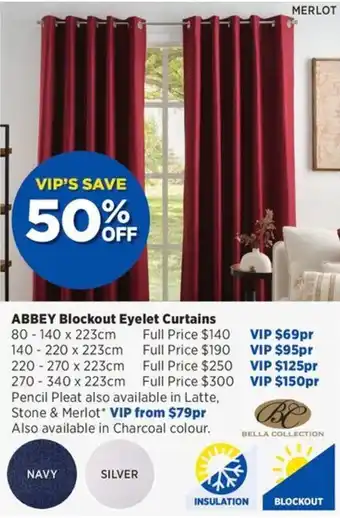 Spotlight Abbey blockout eyelet curtains offer