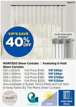 Spotlight Montego sheer curtains | featuring s fold offer