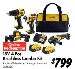 Bunnings 18V 4 Pce Brushless Combo Kit offer