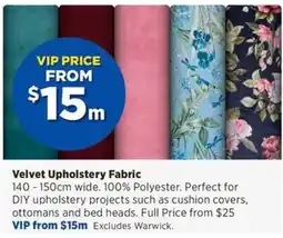 Spotlight Velvet Upholstery Fabric offer