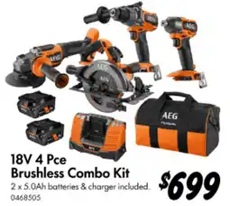 Bunnings 18V 4 Pce Brushless Combo Kit offer