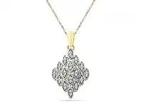 Bevilles Jewellery 9ct Yellow Gold Cluster Diamond Necklace offer