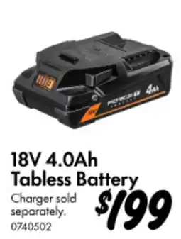 Bunnings 18V 4.0Ah Tabless Battery offer