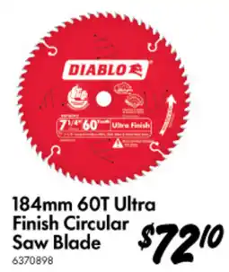 Bunnings 184mm 60T Ultra Finish Circular Saw Blade offer