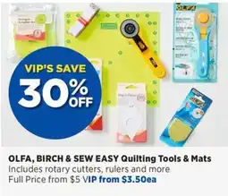 Spotlight Olfa birch & sew easy quilting tools & mats offer