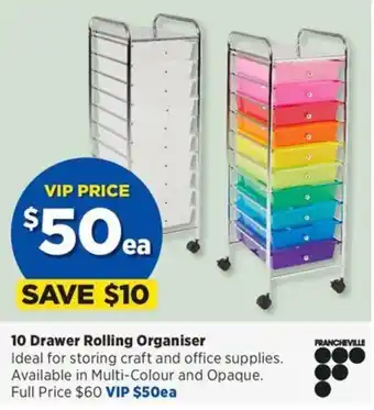 Spotlight 10 Drawer Rolling Organiser offer