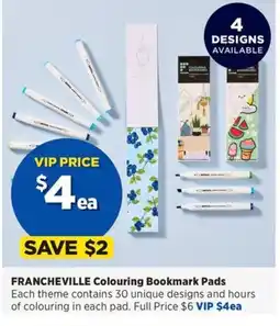 Spotlight Francheville colouring bookmark pads offer