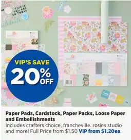 Spotlight Paper Pads, Cardstock Paper Packs Loose Paper and Embellishments offer