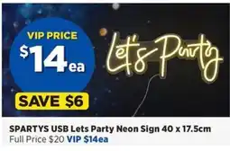 Spotlight Spartys usb lets party neon sign offer