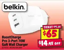 JB Hi-Fi BoostCharge Pro 3-Port 70W GaN Wall Charger offer