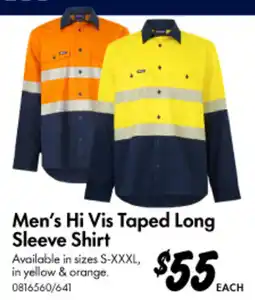 Bunnings Men's Hi Vis Taped Long Sleeve Shirt offer