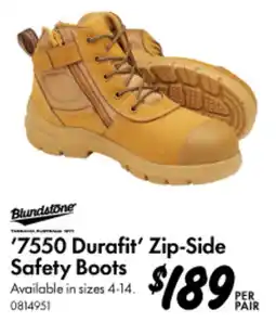 Bunnings 7550 Durafit' Zip-Side Safety Boots offer