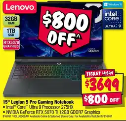 JB Hi-Fi 15" Legion 5 Pro Gaming Notebook offer