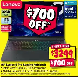 JB Hi-Fi 16" Legion 5 Pro Gaming Notebook offer