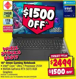 JB Hi-Fi 16" Omen Gaming Notebook offer