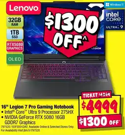 JB Hi-Fi 16" Legion 7 Pro Gaming Notebook offer