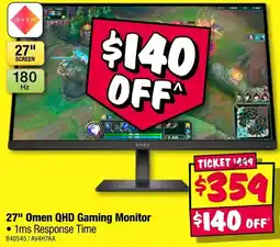 JB Hi-Fi 27" Omen QHD Gaming Monitor offer