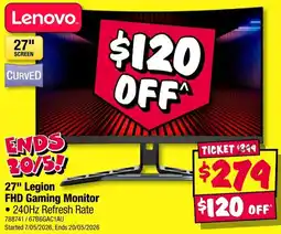 JB Hi-Fi 27" Legion FHD Gaming Monitor offer