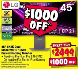 JB Hi-Fi 45" 5K2K Dual Mode WUHD 165Hz Curved Gaming Monitor offer